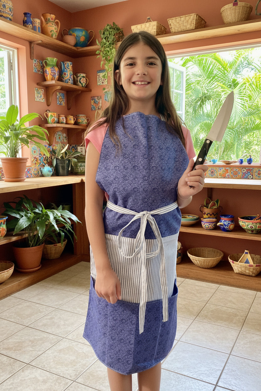Blue Rose Apron