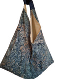 Origami Bag Green/Yellow with Denim Handle