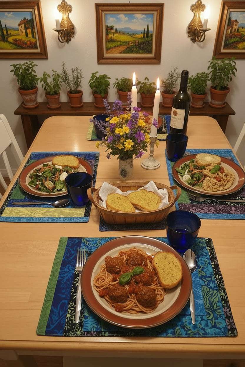 SET #3 Placemats (4 matching) with 2 Pot Holders